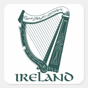 Irlands Harp Design, Irish Harp Fyrkantigt Klistermärke