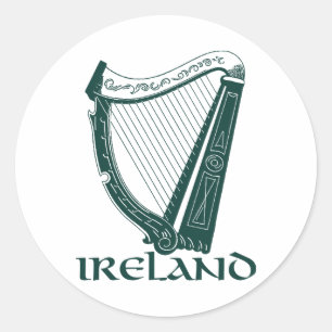 Irlands Harp Design, Irish Harp Runt Klistermärke
