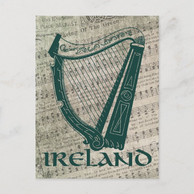 Irlands Harp Design, Irish Harp Vykort (Framsida)