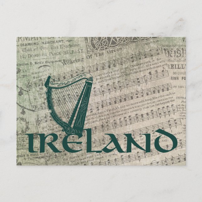 Irlands Harp Design, Irish Harp Vykort (Framsida)