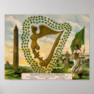 Irlands historiska emblem poster
