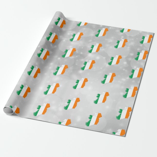 Irlands irländska Flagga Karta Wrapping Papper Presentpapper (Utrullad)