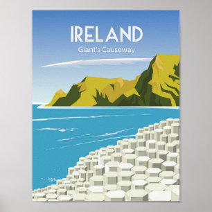 Irlands jättefästväg Vintage resor poster