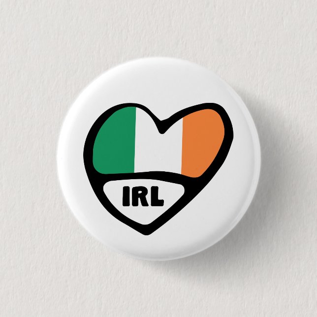 Irlands Land Code Flagga Heart Pin Badge, IRL Knapp (Framsida)