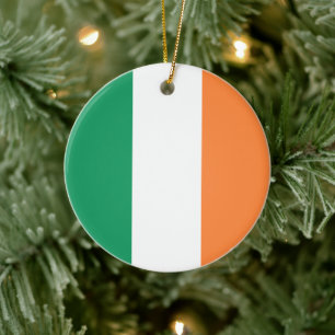 Irlands nationalflagga, irländsk standard, banner julgransprydnad keramik