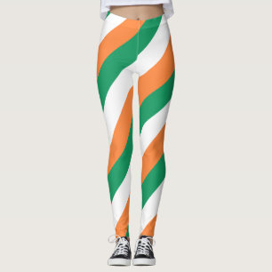 Irlands nationella Flagga Färg diagonal strimlad Leggings