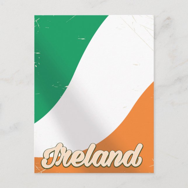 Irlands nationella Flagga - reseaffisch Vykort (Framsida)