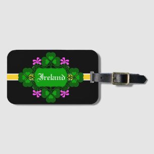 Irlands nationella Shamrock-rosa-blommans-Anpassat Bagagebricka