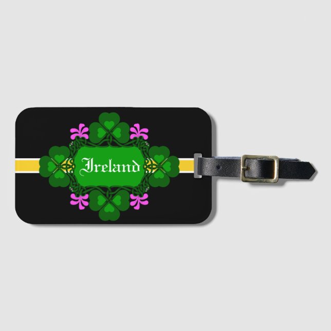 Irlands nationella Shamrock-rosa-blommans-Anpassat Bagagebricka (Framsida horisontal)