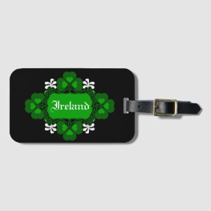 Irlands nationella Shamrock-vita blommor-Anpassat Bagagebricka