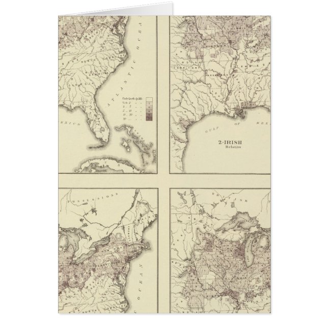 Irlands och Tysklands befolkning 1870 Hälsningskort (Framsidan)