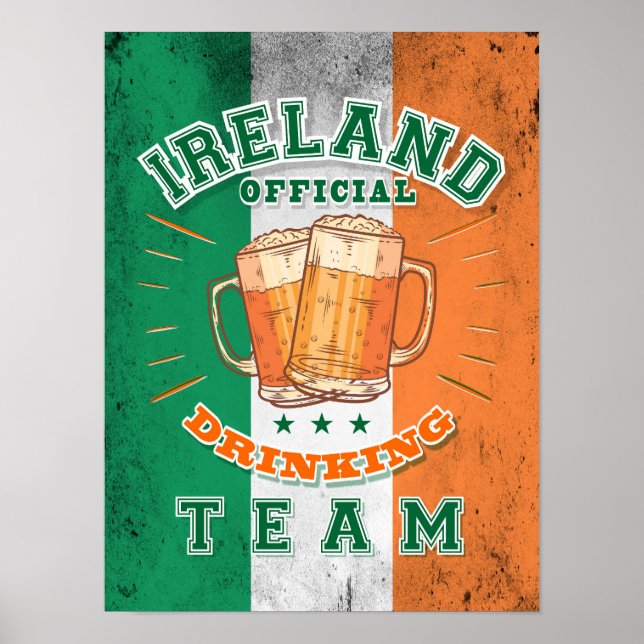 Irlands Officiell Drinking Team. Funy öl Poster (Framsidan)