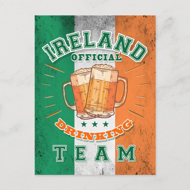 Irlands Officiell Drinking Team. Funy öl Vykort (Framsida)