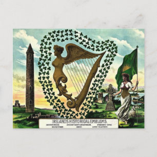 Irlands Pride Irlands Emblems guldharp klöver Vykort