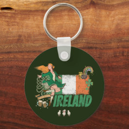 Irlands Vintage Flagga St. Patrick's Day Retro Nyckelring