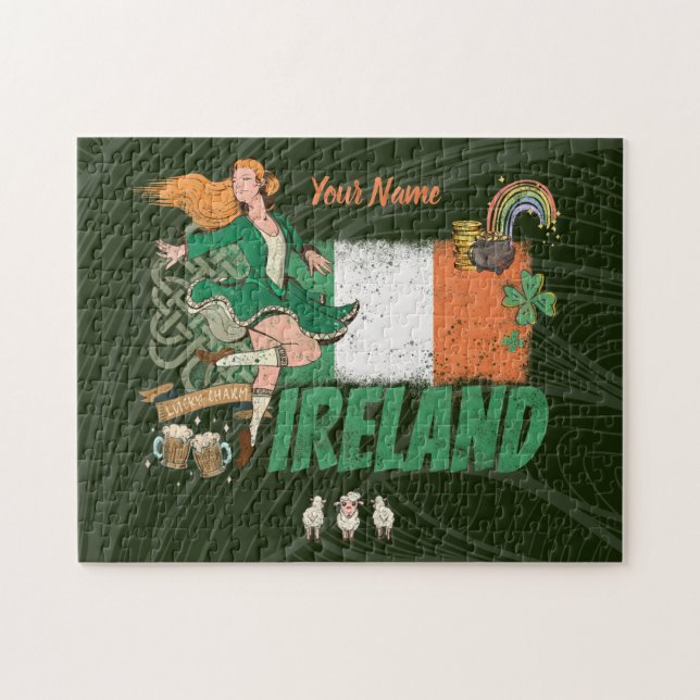 Irlands Vintage Flagga St. Patrick's Day Retro Pussel (Horisontell)