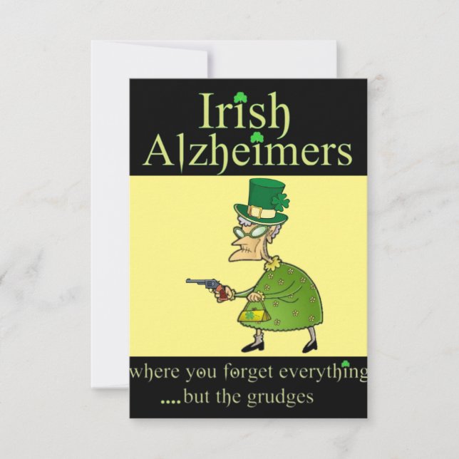 Irländsk Alzheimer Humoristisk St. Patrick's Day Anteckningskort (Framsida)