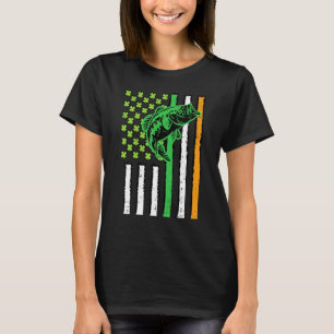 Irländsk amerikansk flagga fiske fisk St Patricks T Shirt