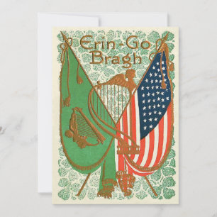 Irländsk-amerikansk flagga Harpan Erin Shamrock Inbjudningar