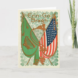 Irländsk-amerikansk flagga Harpan Erin Shamrock Kort