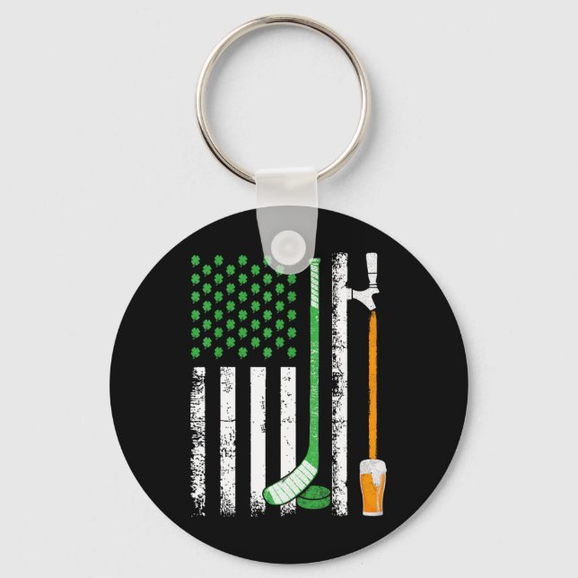 Irländsk amerikansk flagga Irland St Patricks Day  Nyckelring (Framsida)