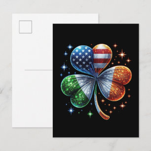 Irländsk amerikansk flagga ST PATRICKS DAY Inbjudan Vykort