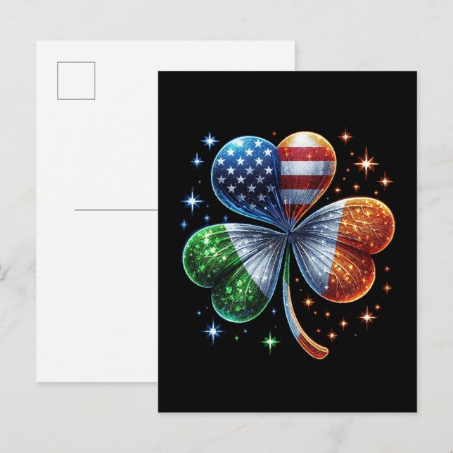 Irländsk amerikansk flagga ST PATRICKS DAY Inbjudan Vykort (Fram/baksida)
