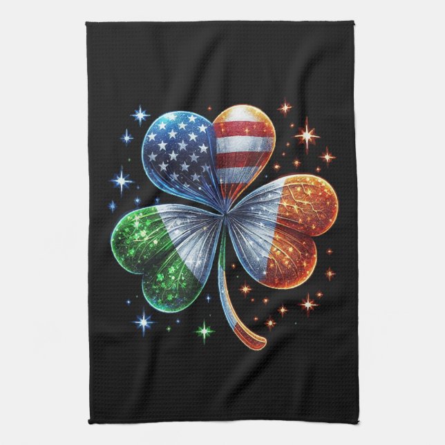 Irländsk amerikansk flagga ST PATRICKS DAY Kökshandduk (Vertikal)