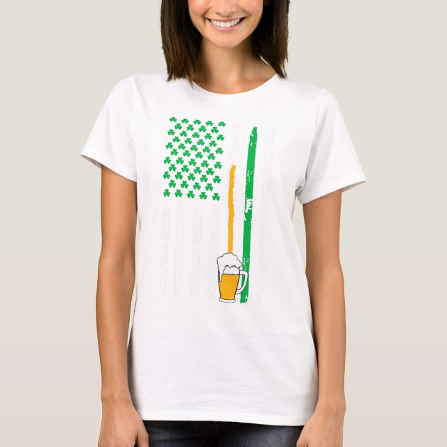 Irländsk amerikansk flaggölströja St Patricks Day  T Shirt (Framsida)