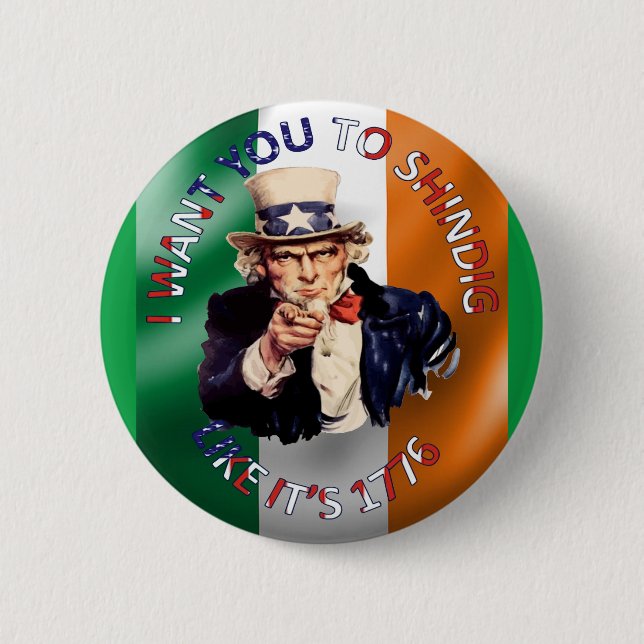 Irländsk-amerikansk Uncle Sam-firande bash Knapp (Framsida)