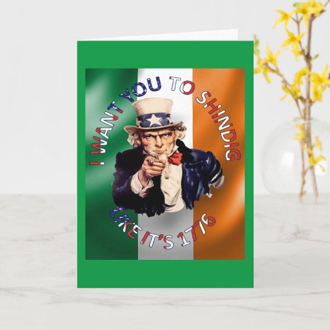 Irländsk-amerikansk Uncle Sam-firande bash Kort (Gul blomma)