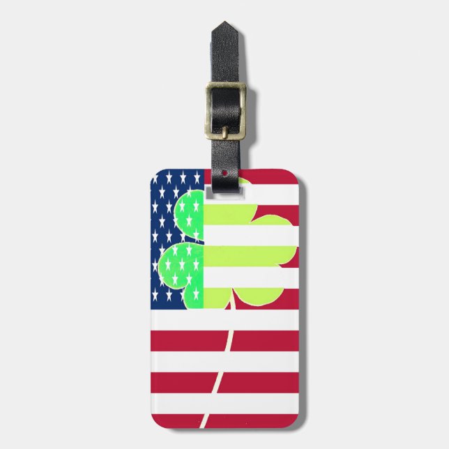 Irländsk amerikanska flagganShamrockklöver St Bagagebricka (Vertikal Framsida)