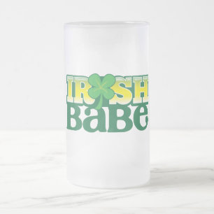 IRLÄNDSK BABE! gulligt med en shamrock Frostat Ölglas