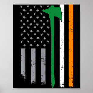 Irländsk brandman amerikansk flagga cool St Patric Poster