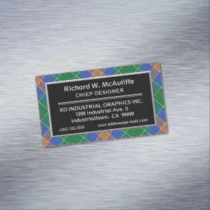 Irländsk brytningklanMacAuliffe McAuliffe Tartan Magnetiska Visitkort