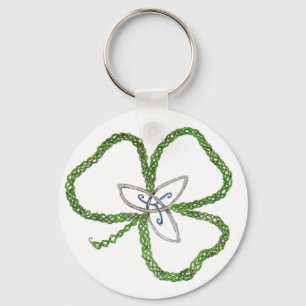 Irländsk Celtic Shamrockfnurra Nyckelring