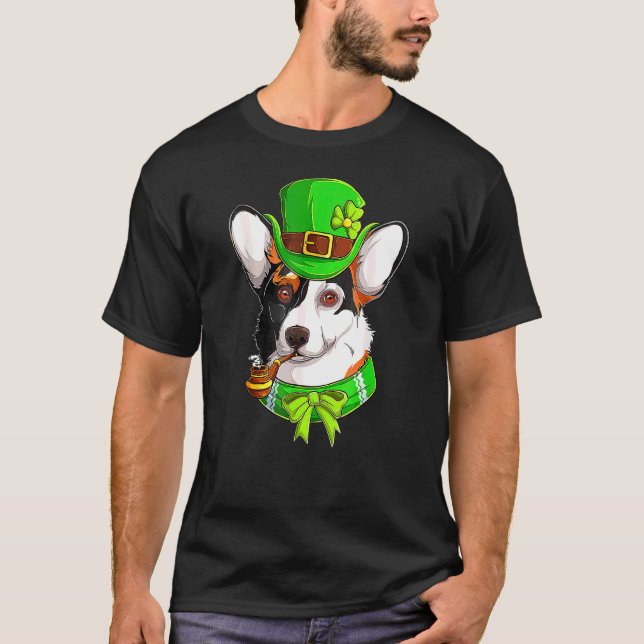 Irländsk Corgi St Patrick's Day Leprechaun Corgi T Shirt (Framsida)