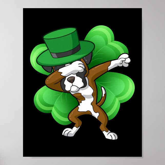 Irländsk Dabbing Tomte Boxare St Patricks Rolig D Poster (Framsidan)
