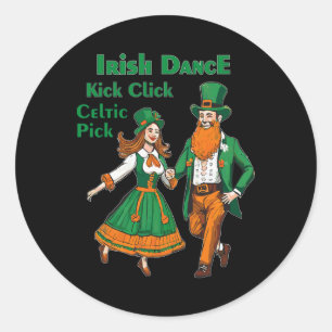 Irländsk dans spark klack dans St Patricks Day irl Runt Klistermärke