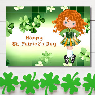 Irländsk dans St. Patrick's Day Gröna Shamrocks Kort