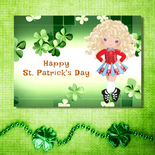 Irländsk dans St. Patrick's Day Gröna Shamrocks Kort