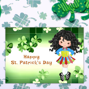 Irländsk dans St. Patrick's Day Gröna Shamrocks Kort