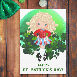 Irländsk dans St. Patrick's Day Gröna Shamrocks Kort