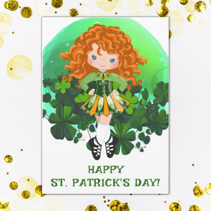 Irländsk dans St. Patrick's Day Gröna Shamrocks Kort