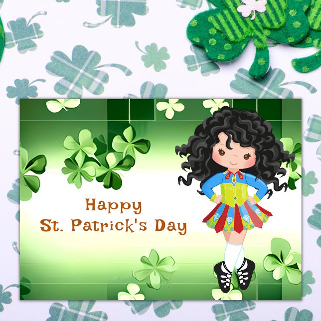 Irländsk dans St. Patrick's Day Gröna Shamrocks Kort (Skapare uppladdad)
