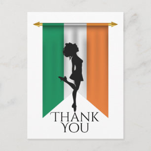 Irländsk dansare och flaggan Irland Dans Tack Vykort