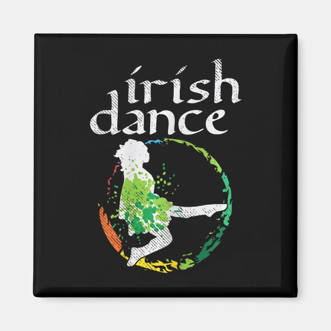 Irländsk dansflicka Färger St Patricks Day Ceili D Magnet (Framsidan)