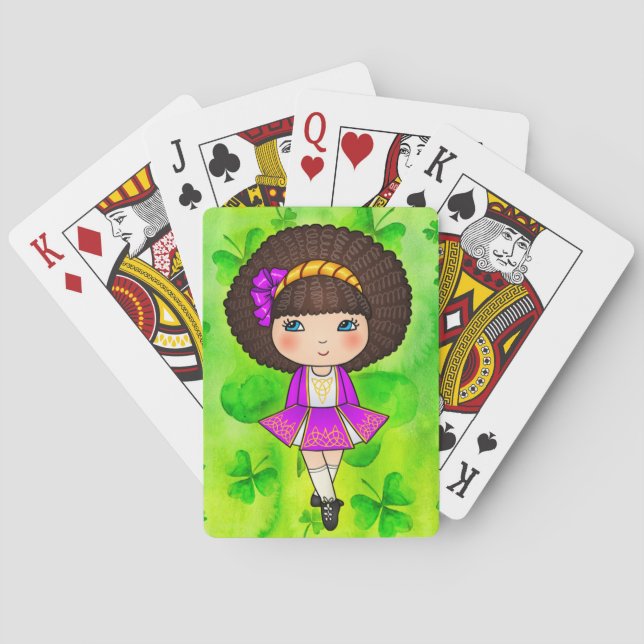 Irländsk danstjej i violett klänning casinokort (Baksidan)