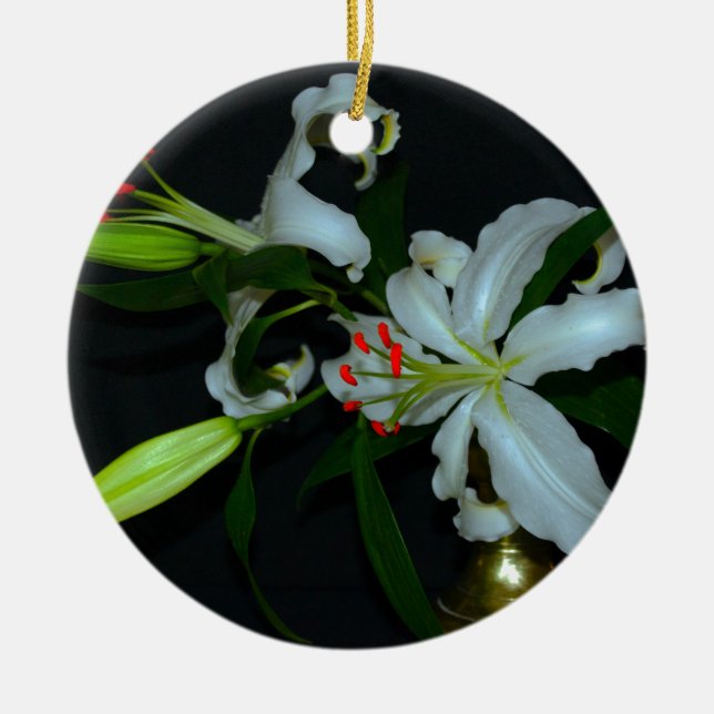 Irländsk design - mässing och blommor samling julgransprydnad keramik (Framsidan)