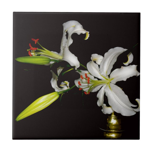 Irländsk design- mässing och blommor samling kakelplatta (Framsidan)